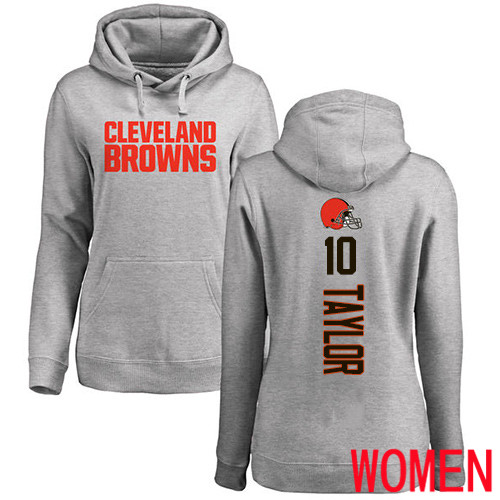 Cleveland Browns Taywan Taylor Women Ash Jersey #10 NFL Football Backer Pullover Hoodie Sweatshirt->women nfl jersey->Women Jersey
